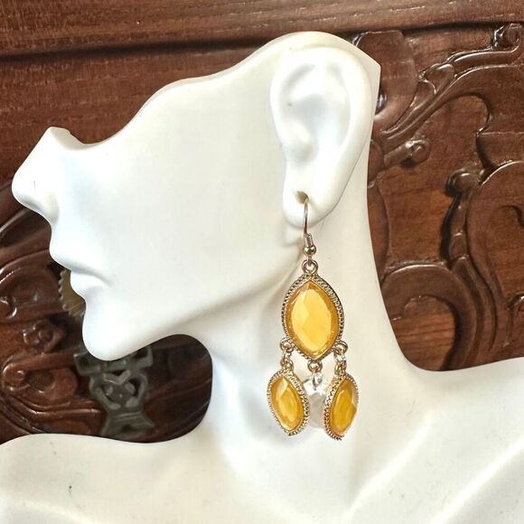Tanya Creations yellow drop Earrings - Picture 9 of 10